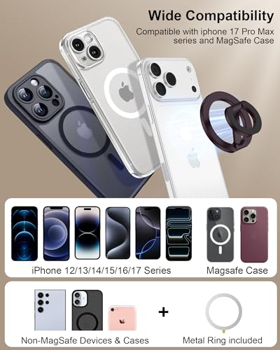 MagSafe Finger Ring Phone Holder with Kickstand Dual-Sided Magnet Gym Grip - color: Purple