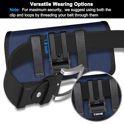 ykooe Rugged Nylon Holster Compatible with iPhone 16/15/14/13/12 Pro Max & Plus,17 Air Models, Galaxy S24/S23/S21/S20 FE Cell Phone Belt Holder for Men, Blue - XL - color: Blue, size: XL