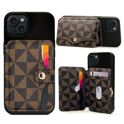 M-Plateau Card Holder for Back of Phone With Adhesive Sticker - color: Brown and Black