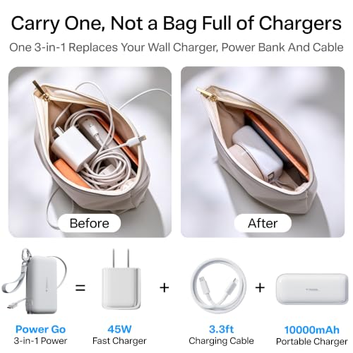 TORRAS PowerGo 3-in-1 Fast 10000mAh Portable Charger for iPhone 18 Pro Max