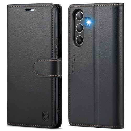 FLIPALM Wallet Case for Samsung Galaxy A15 5G, Black | Card Holder, RFID Blocking, PU Leather Folio Flip, Kickstand, Protective Shockproof Cover - color: Black