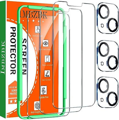 IMBZBK Screen Protector for iPhone 13, Tempered Glass, 3+3 Pack - color: 13-Transparent