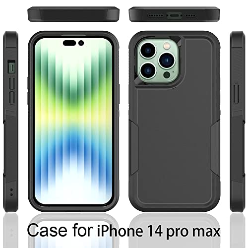 Heavy‑Duty Rugged Anti‑Drop Shockproof Protective Phone Case for iPhone 14 Pro Max, Durable Protective Shell, Black - color: Black, size: iPhone 14 Pro Max