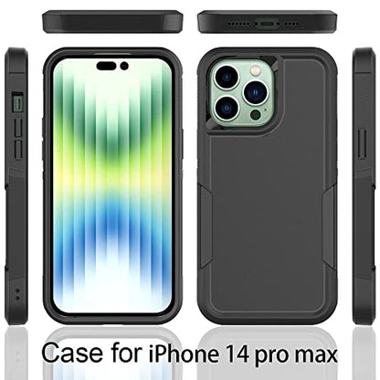 Heavy‑Duty Rugged Anti‑Drop Shockproof Protective Phone Case for iPhone 14 Pro Max, Durable Protective Shell, Black - color: Black, size: iPhone 14 Pro Max