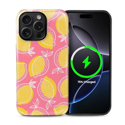 Magnetic for iPhone 14 Pro Max Case,[Compatible with Magsafe] Dual Layer Protective Heavy Duty Shockproof Rugged Drop Protection Bumper Hybrid Case - Pink Yellow Lemon - color: Pink Yellow Lemon, size: iPhone 14 Pro Max