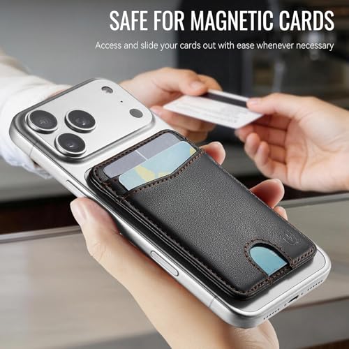 for Magsafe Wallet Magnetic Card Holder RFID Blocking, Black - color: Black