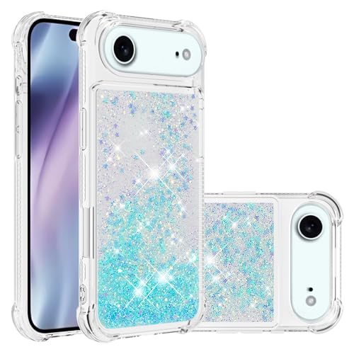 for iPhone Air Case Glitter Cute Liquid Star Blue YB | Phone Case for Girls Women,Bling Sparkly,Floating Quicksand,Soft TPU Clear,Shockproof Protective,Bumper Durable - color: Blue, size: iPhone 17 Air