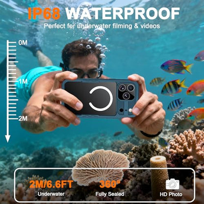 for iPhone 17 Pro Magnetic Clear Rugged Case Waterproof - color: Cyan-Teal, size: iPhone 17 Pro 6.3 inch