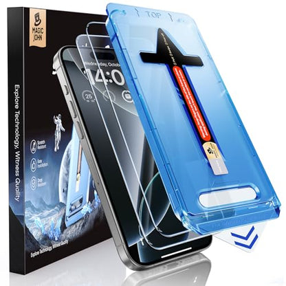 MAGIC JOHN 2 Pack for iPhone 16 Pro Max Tempered Glass Screen Protector - size: iPhone 16 Pro Max-6.9 inch