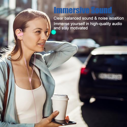 Joysico Wired Over Ear Earbuds Headphones with Mic and Volume Control Pink