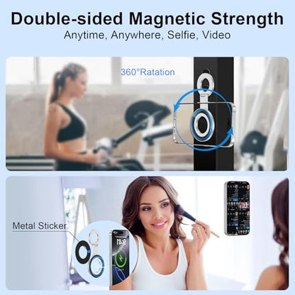 MagSafe Phone Ring Holder, Magnetic Grip Stand Dual-Sided Phone Holder - color: white