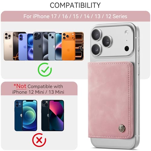 Defencase for Magsafe Wallet Magnetic Card Holder RFID Blocking, Rose Pink - color: Elegant Rose Pink