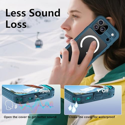 for iPhone 17 Pro Magnetic Clear Rugged Case Waterproof - color: Cyan-Teal, size: iPhone 17 Pro 6.3 inch