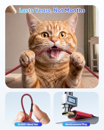 SUNGUY 10Gbps Android Auto USB C Cable, 1.5FT 3A USB 3.1 Gen 2 Fast Charging & Data Transfer USB C CarPlay Cable, Compatible with iPhone 17/16/15 Pro Max, Galaxy S22 S21 Note 20, Pixel 6 5 (Red) - color: Red, size: 1.5ft