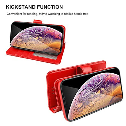 Bocasal Detachable Wallet Case Card Holder for iPhone Xs Max, Red - color: Red