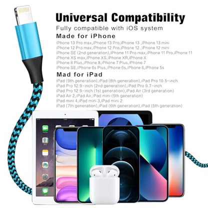 SHUSEL USB Lightning Cable,MFi Certified iPhone Charger Cord (3-Pack,10FT) - size: 10FT