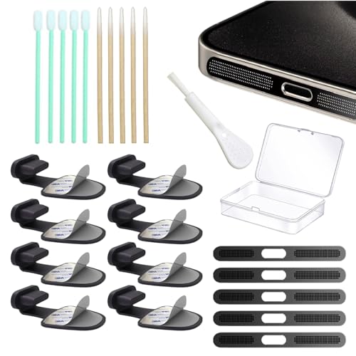 Dust Plug for iPhone Charger Port, Protects Charging Port Anti Dust Cover Anti-Lost Dust Plugs for Lightning, with Speaker Mesh Dustproof, Accessories for iPhone 14 13 12 11 (Plus, Pro Max), 8-Pack