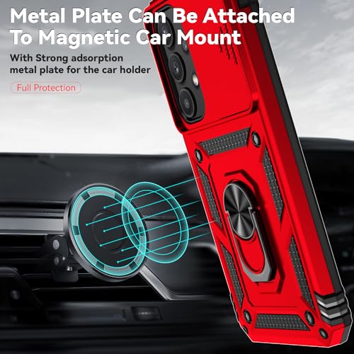 for Samsung Galaxy A35 5G Case,with Screen Protectors and Camera Cover,[Military Grade] 16ft.Drop Tested Cover with Magnetic Kickstand Protective Case for Galaxy A35 5G, Red - color: Red