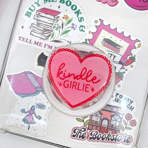 Heart Kindle Girlie Grip Compatible with Magsafe, Cute Pink Magnetic eReaders Holder,Fully Enclosed Magnets,Collapsible Accessory Charms for Kindle,Book Lover Gifts - color: Kindle Girlie magnetic