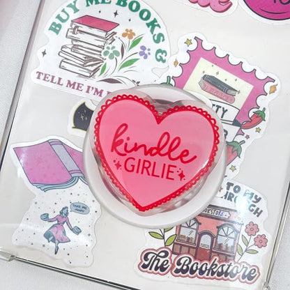 Heart Kindle Girlie Grip Compatible with Magsafe, Cute Pink Magnetic eReaders Holder,Fully Enclosed Magnets,Collapsible Accessory Charms for Kindle,Book Lover Gifts - color: Kindle Girlie magnetic