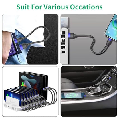 1ft Multipack Short iPhone Charger Cable for iPhone 14 13 12, Bulk Short USB A to USB C Cable 12 inch for Charging Station Compatible with iPhone 15 Samsung Galaxy S20 S10 Note 20 10, 10 Pack Mixed - size: 1 Foot, style: 5P Lightning + 5P USB-C