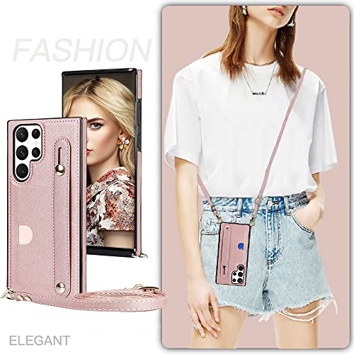 CCSmall Crossbody Case for Samsung Galaxy S23 Ultra w Card Holder KB Rose - color: Rose, size: Galaxy S23 Ultra