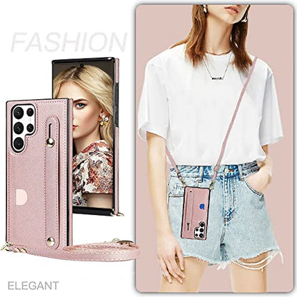 CCSmall Crossbody Case for Samsung Galaxy S23 Ultra w Card Holder KB Rose - color: Rose, size: Galaxy S23 Ultra