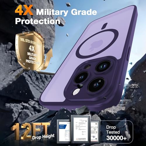 Magnetic Case for iPhone 13 Pro 6.1-Inch, [Compatible with Magsafe][Full Camera Protection] Ultra Slim Translucent Matte Shockproof Protection Phone Cover-Dark Purple - color: Dark Purple, size: iPhone 13 Pro