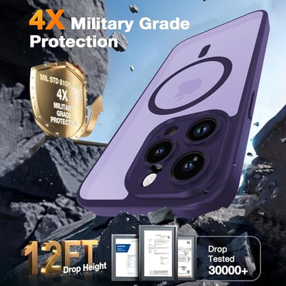 Magnetic Case for iPhone 13 Pro 6.1-Inch, [Compatible with Magsafe][Full Camera Protection] Ultra Slim Translucent Matte Shockproof Protection Phone Cover-Dark Purple - color: Dark Purple, size: iPhone 13 Pro