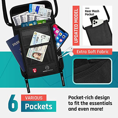 Neck Wallet, Travel Pouch For Passport Holder And Documents, Travel Neck Wallet For Traveling Women - color: Black