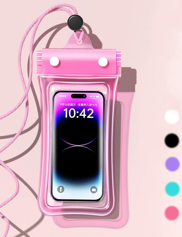 Waterproof Phone Pouch,Floatable Waterproof Phone Pouch with Touchscreen,Universal IPX8 Waterproof Cell Phone Case,Underwater Photography,for Swimming,Rafting,Diving,for All Models (Pink) - color: pink