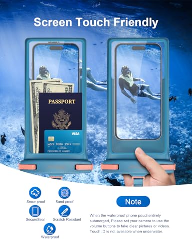wellhouse Waterproof Phone Pouch, Waterproof Phone Case for iPhone 17 16 15 14 13 Pro Max XS Samsung, IPX8 3D Cellphone Dry Bag Beach Essentials (1 Pack - Blue8.0, 8 inch) - color: 1 Pack - Blue8.0"