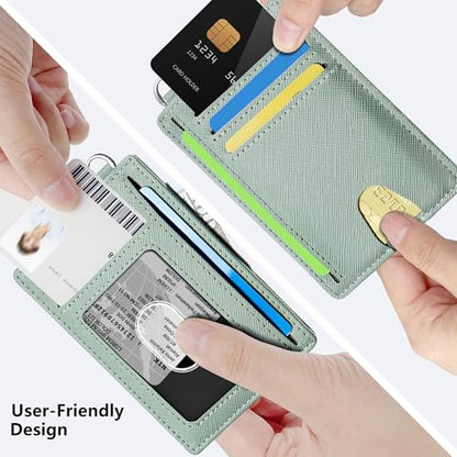 Mayski Slim Wallet, Credit Card Holder for Women, Minimalist Front Pocket RFID Blocking Card Cases, Small Wallet Women Men(Cross Green) - color: Cross Green