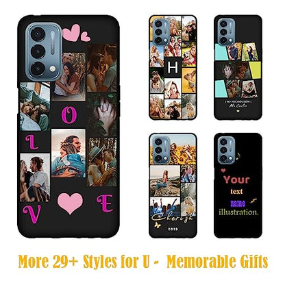 Custom Photo Case for OnePlus Nord N200 5G with Designed Picture Text Logo Name - Do It Yourself Protective Soft N 200 5 G Phone Cover Black Personlized for Dad Mom Couple - color: Black 12 - LOVE, 7 Photos