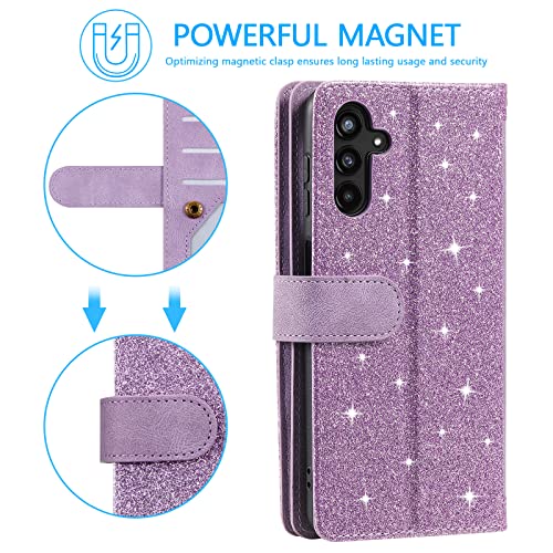 EYZUTAK Wallet Phone Case for Samsung Galaxy A15 4G/5G, Retro Matte 9 Card Holder Slots Zipper Pocket Handbag Case PU Leather Magnetic Closure Kickstand with Wrist Strap Flip Folio Purse Case - Purple - color: Purple, size: Samsung Galaxy A15 4G/5G