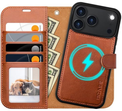 OCASE for iPhone 17 Pro Max Detachable Wallet Case with Card Holder, 2 in 1 PU Leather Flip Folio with RFID Blocking Stand Wrist Strap Shockproof Phone Cover 6.9 Inch 2025, Brown - color: Brown, size: iPhone 17 Pro Max