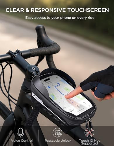 whale fall Bike Frame Bag Waterproof, 3D EVA Hard Shell, Bike Phone Holder | Top Tube Bag with TPU Touchscreen, Fits Phones up to 7", Adjustable Straps for Most Frames, Includes Rain Cover - color: Black