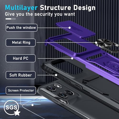 for Moto G Stylus 5G 2026/2025 Case Built in Slide Camera Cover - color: Purple, size: Moto G Stylus 5G 2026/2025
