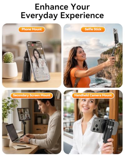 Portable Travel Monitor Stand, Magnetic Height Adjustable Tripod Mount, Mini Pocket Size Foldable Screen Holder for 4.7-18.5" Monitors/Tablets/Smartphones & iPad