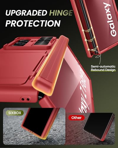 for Samsung Galaxy Z Fold 7 Case with Card Holder, Red - color: Red