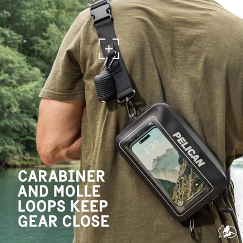 Pelican Marine Water-Resistant Sling Bag with Adjustable Strap (2L) - Black | Crossbody Chest/Shoulder Bag for Men and Touchscreen Compatible Phone Compartment - Travel Daypack for Camping, Hiking & More - size: 9.84 x 5.31 x 2.17 inches
