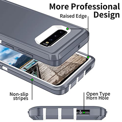 for Galaxy S10 Case,[Without Screen Protector] Heavy Duty Shockproof Dust/Drop Poof 3 Layers Full Bady Protection Rugged Cover Case for Galaxy S10 6.1",Grey - color: Grey/White