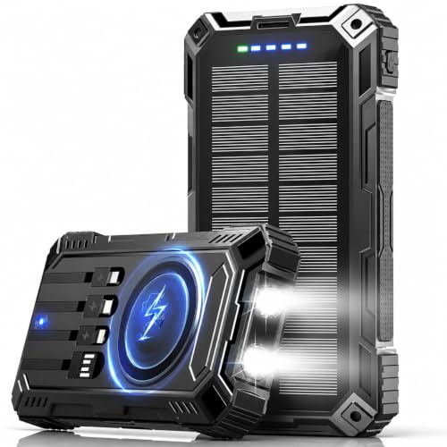 Solar Charger Power Bank,49800mAh Portable Charger Wireless Charging USB-C 15W Fast Charging