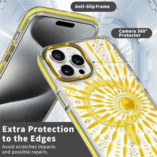 VisEnt Clear Case for iPhone 14 Pro Max, Magnetic Phone Case, Transparent Slim Cover, Military Grade Protection, Shockproof, Anti-Yellowing, Scratch Resistant, Folk Gold Sun - color: Folk Gold Sun, size: Iphone 14 Pro Max