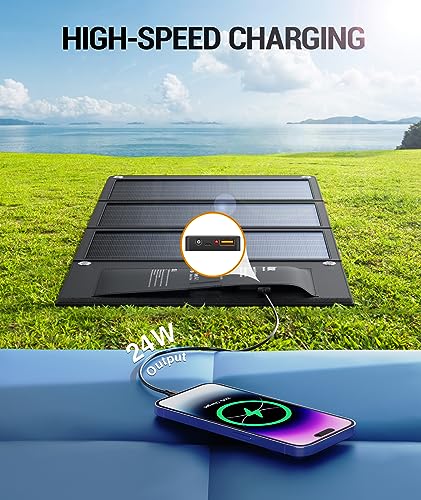 BLAVOR 30W Foldable Solar Panel Outdoor Charger, USB-A QC3.0 24W USB-C DC - color: 30W