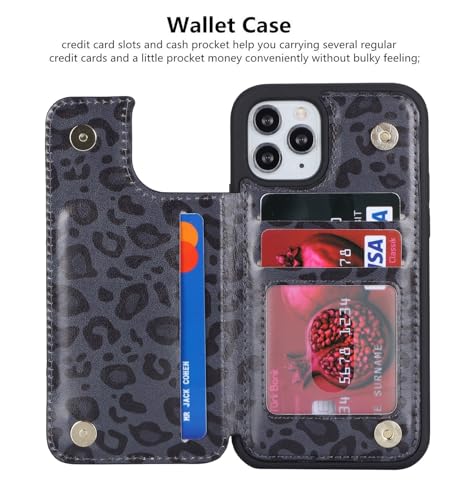 iCoverCase Compatible with iPhone 11 Pro Phone Case with Card Holder, Wallet Case for Women Men RFID Blocking PU Leather Protective Case 5.8 Inch (Black Leopard) - color: Black Leopard