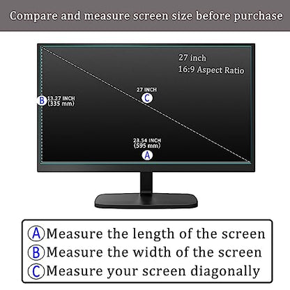 2 Pack 27" Anti Glare Screen Protector for 27-inch 16:9 Widescreen Desktop PC LED Monitor, 27-inch Sceptre/LG/Dell/HP/Acer/ViewSonic/ASUS/Aoc/Samsung Widescreen Monitor Matte Screen Protector - size: 27 inch 16:9 Aspect Ratio