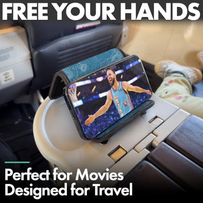 Flight Flap Airplane Phone Holder - Foldable Phone Stand for Plane Travel - color: Topography, size: Large