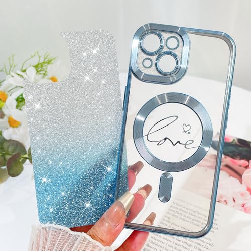 Fiyart Magnetic for iPhone 15 Plus Case Glitter Women Girls 6.7"-Blue - color: Blue, size: iPhone 15 Plus