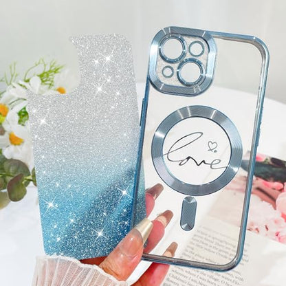Fiyart Magnetic for iPhone 15 Plus Case Glitter Women Girls 6.7"-Blue - color: Blue, size: iPhone 15 Plus